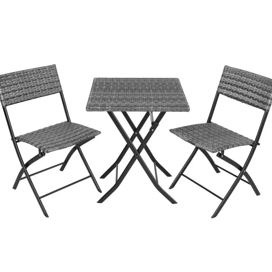 tectake Wicker balkonset Trevi, Grijs