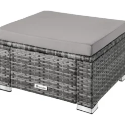 tectake Wicker hocker, Grijs