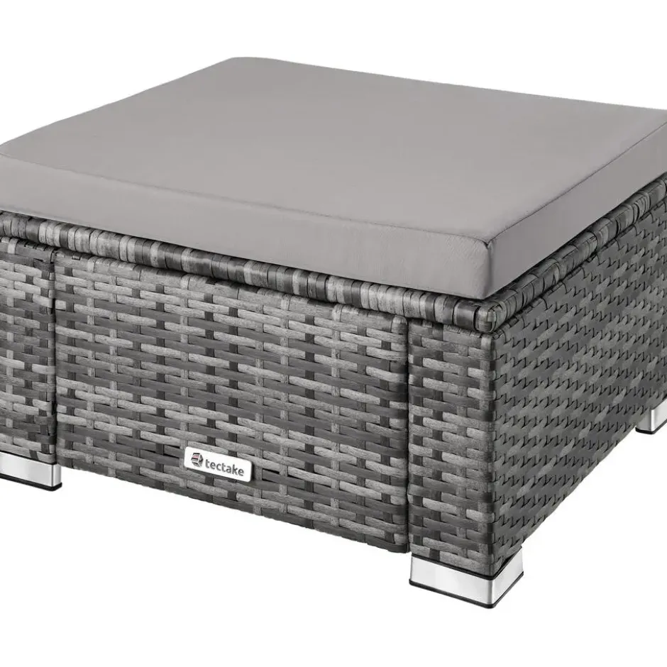 tectake Wicker hocker, Grijs