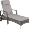 tectake Wicker ligbed Cassis, Grijs