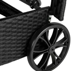 tectake Wicker ligbed met wielen, Zwart/Beige
