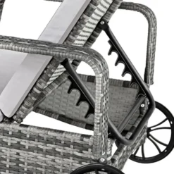tectake Wicker ligbed met wielen, Grijs/Lichtgrijs