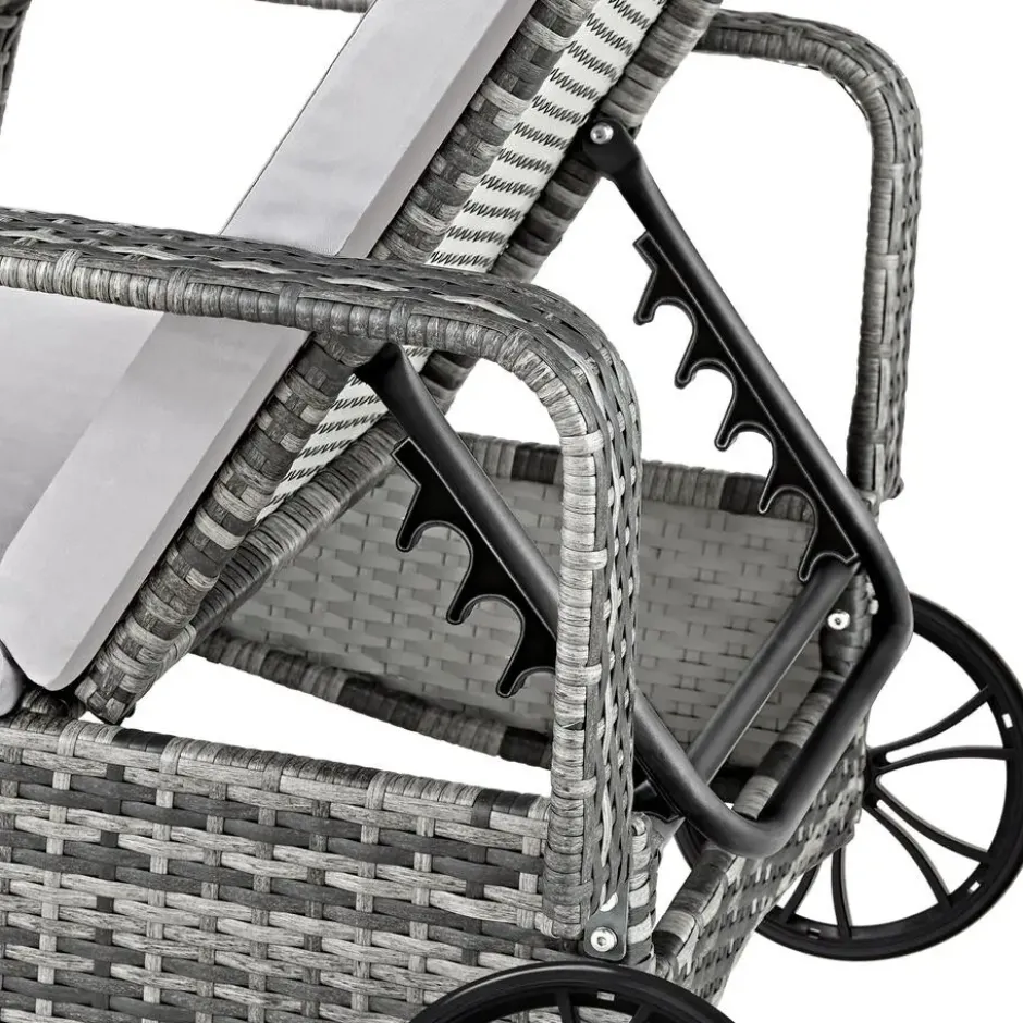 tectake Wicker ligbed met wielen, Grijs/Lichtgrijs
