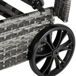 tectake Wicker ligbed met wielen, Grijs/Lichtgrijs