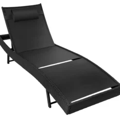 tectake Wicker ligbed Moana, Zwart