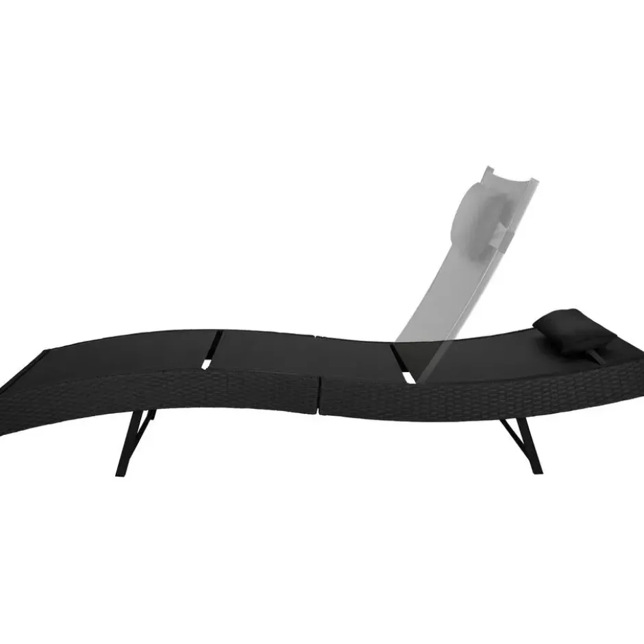 tectake Wicker ligbed Moana, Zwart