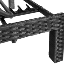 tectake Wicker Ligstoel Zwart Kunststofvlechtwerk Verstelbaar Comfortabel Kussen