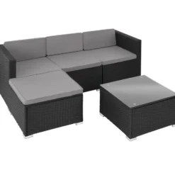 tectake Wicker lounge Lignano, Zwart