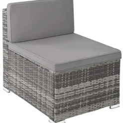 tectake - Wicker Loungeset - Grijs - UV-bestendig - Stalen Frame