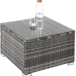 tectake - Wicker Loungeset - Grijs - UV-bestendig - Stalen Frame