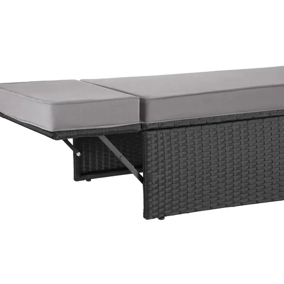 tectake Wicker loungesofa Corfu, Zwart / Grijs