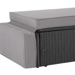 tectake Wicker loungesofa Corfu, Zwart / Grijs