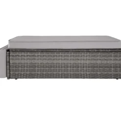tectake Wicker Lounge Sofa Met Kussens - Grijs - Stalen Frame - Loungeset