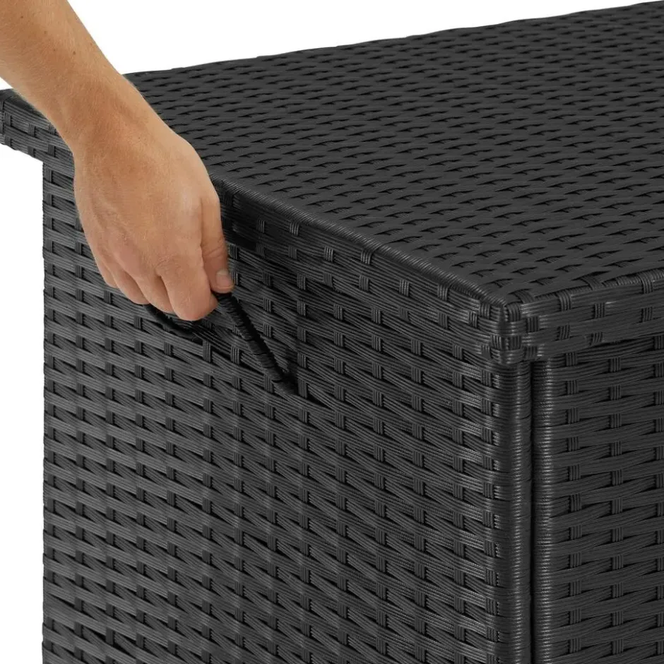 tectake Wicker opbergbox Kiruna met kunststof gaas, 120x55x61,5cm, 270l, Zwart