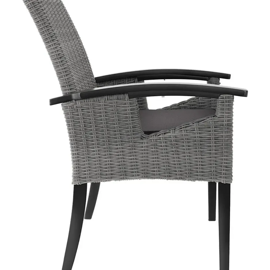 tectake Wicker stoel Rosarno, Grijs