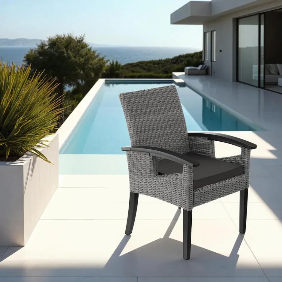 tectake Wicker stoel Rosarno, Grijs