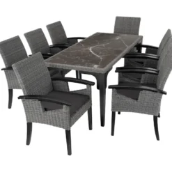 tectake Wicker stoel Rosarno, Grijs