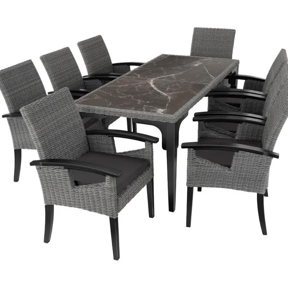 tectake Wicker stoel Rosarno, Grijs