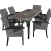tectake Wicker tafel Foggia met 6 stoelen Rosarno, Grijs