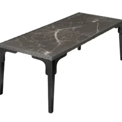 tectake Wicker tafel Foggia met 6 stoelen Rosarno, Grijs