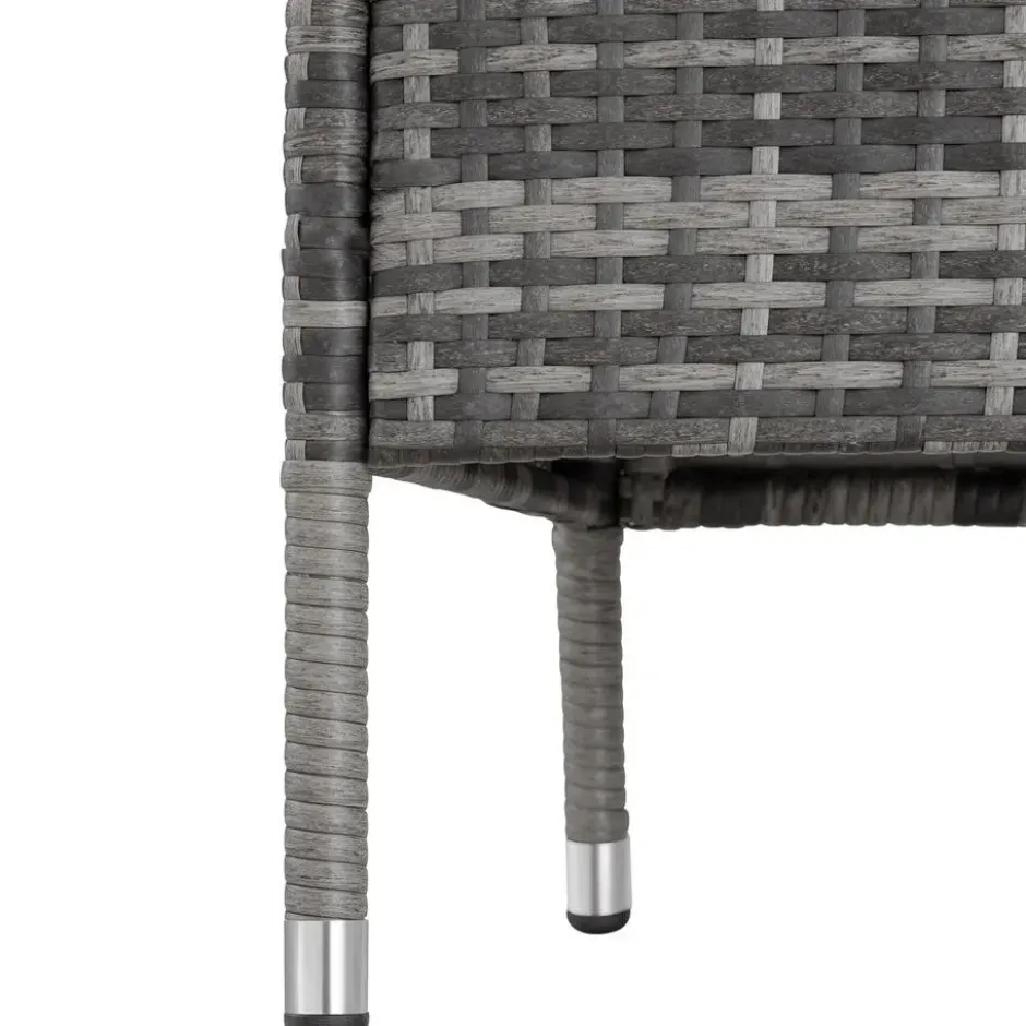 tectake Wicker tuinbank met tafel, Grijs/Lichtgrijs