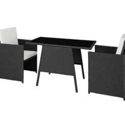 tectake Wicker tuinset Lausanne 2+1 - Zwart