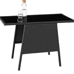 tectake Wicker tuinset Lausanne 2+1 - Zwart