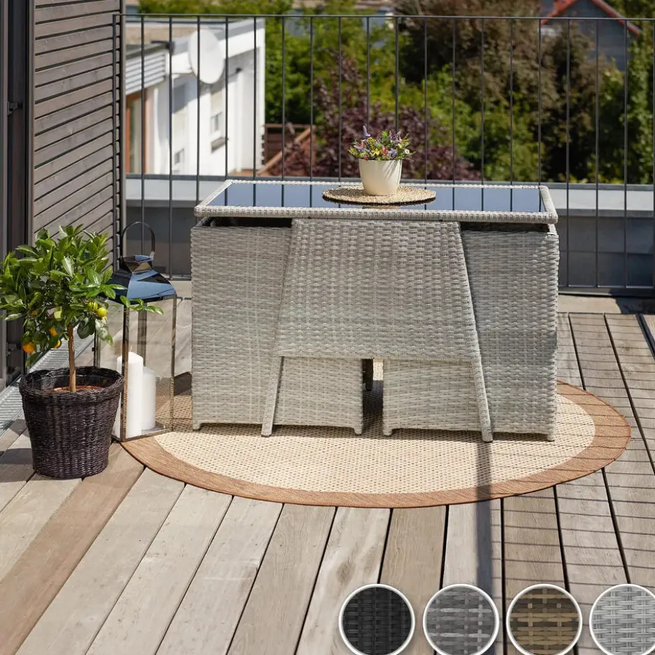 tectake Wicker tuinset Lausanne 2+1 - Zwart