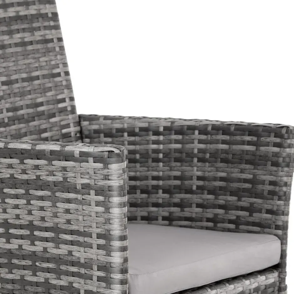tectake 2 Wicker tuinstoelen met 4 kussenhoezen , Grijs/Lichtgrijs