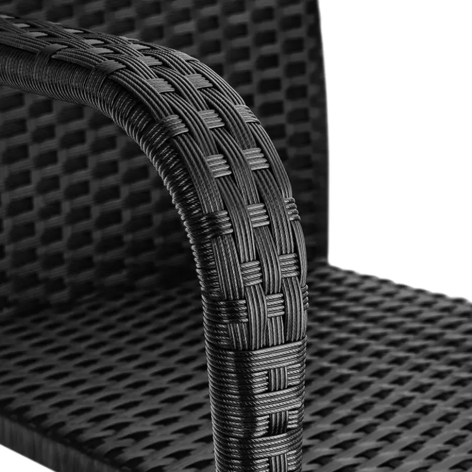 tectake Wicker tuinstoel Girona, stapelbaar, draagkracht 120 kg, Zwart