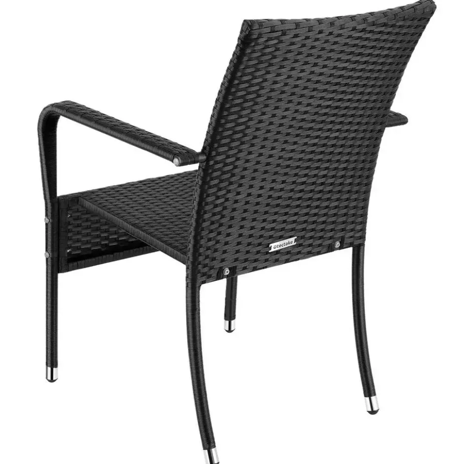 tectake Wicker tuinstoel Girona, stapelbaar, draagkracht 120 kg, Zwart