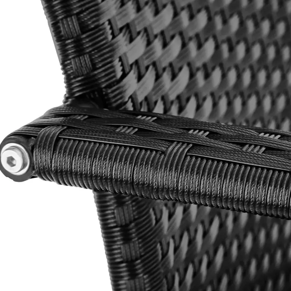 tectake Wicker tuinstoel Girona, stapelbaar, draagkracht 120 kg, Zwart