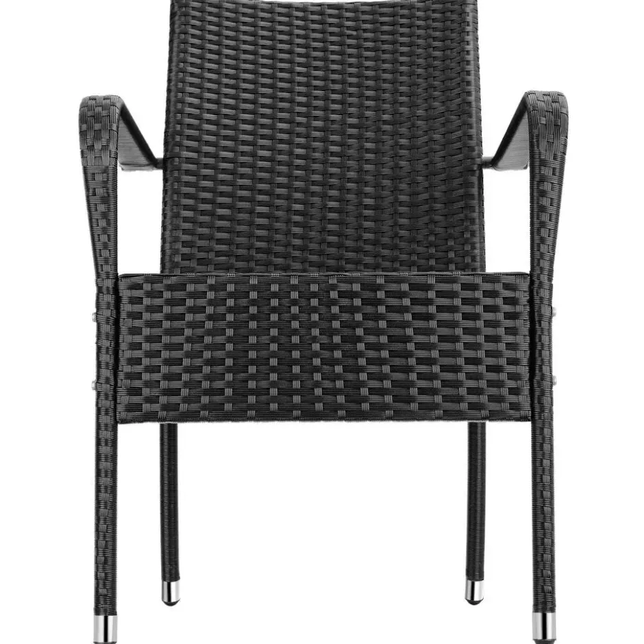 tectake Wicker tuinstoel Girona, stapelbaar, draagkracht 120 kg, Zwart