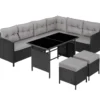 tectake Wicker zitgroep Barletta, Zwart / Grijs