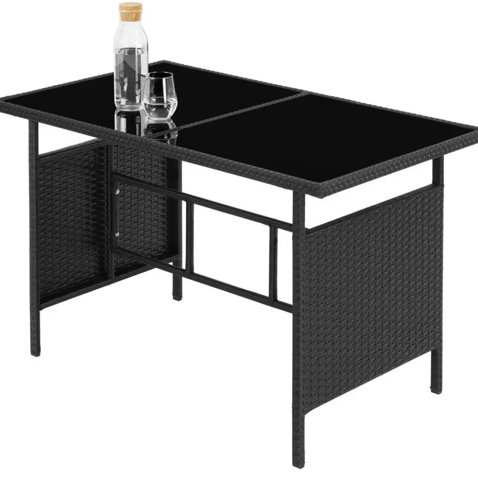 tectake Wicker zitgroep Barletta, Zwart / Grijs
