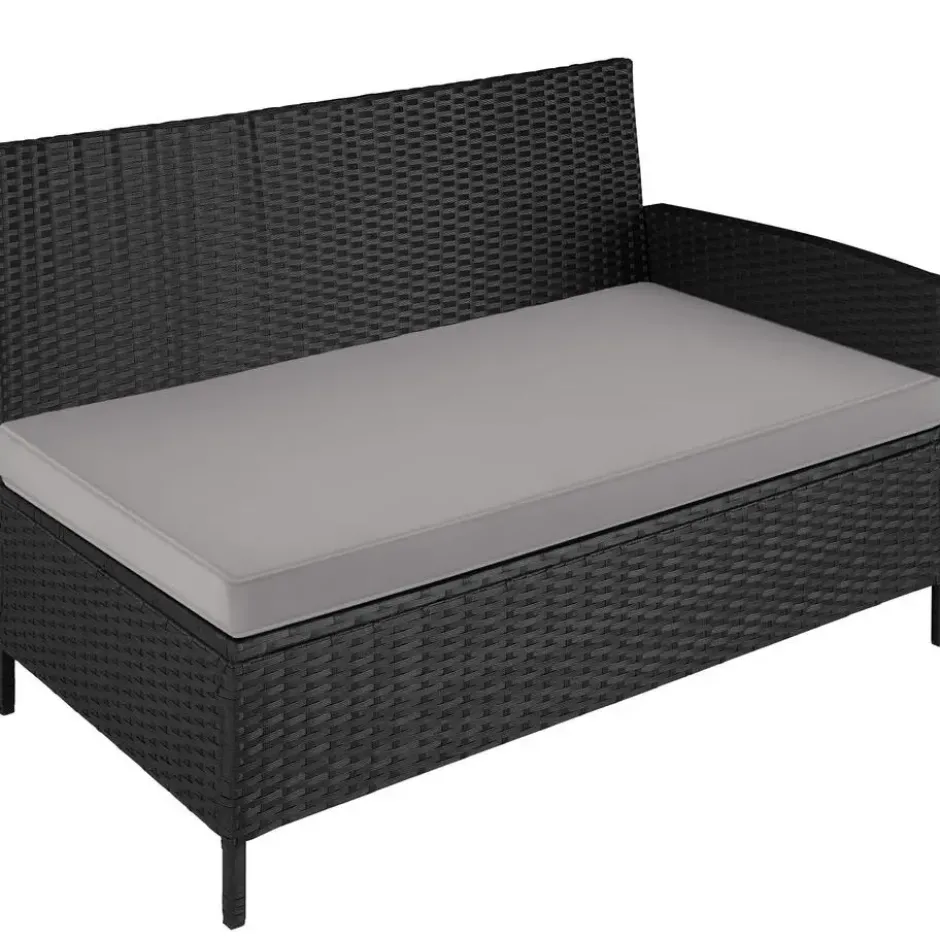 tectake Wicker zitgroep Barletta, Zwart / Grijs