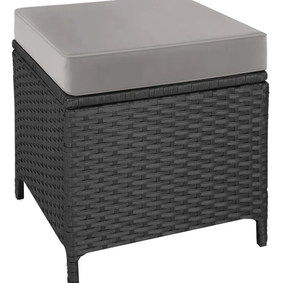 tectake Wicker zitgroep Barletta, Zwart / Grijs