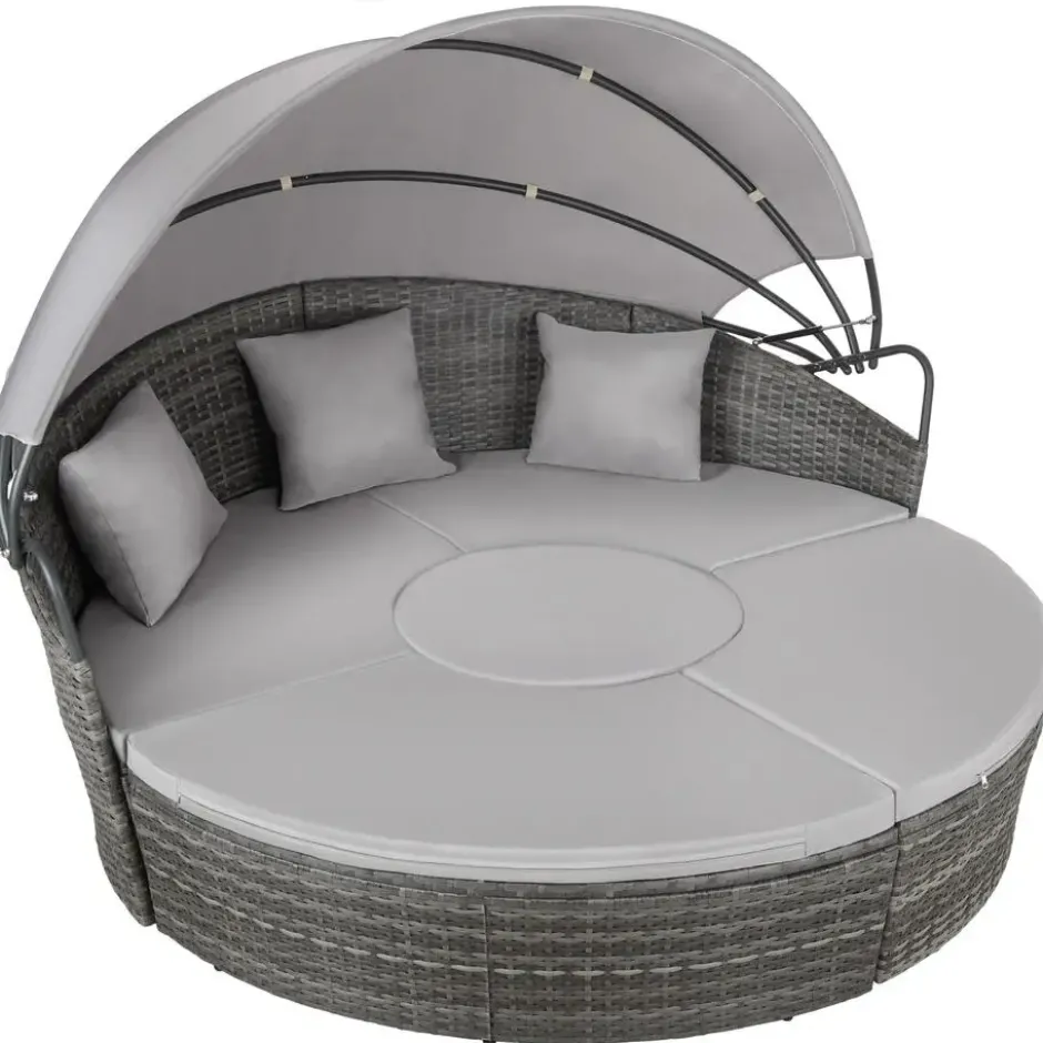 tectake Wicker zonne-eiland Santorini, Grijs