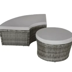 tectake Wicker zonne-eiland Santorini, Grijs