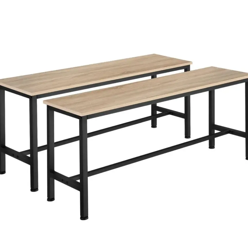 tectake 2 Zitbanken Fairfield, Industrieel Licht Hout, Eiken Sonoma