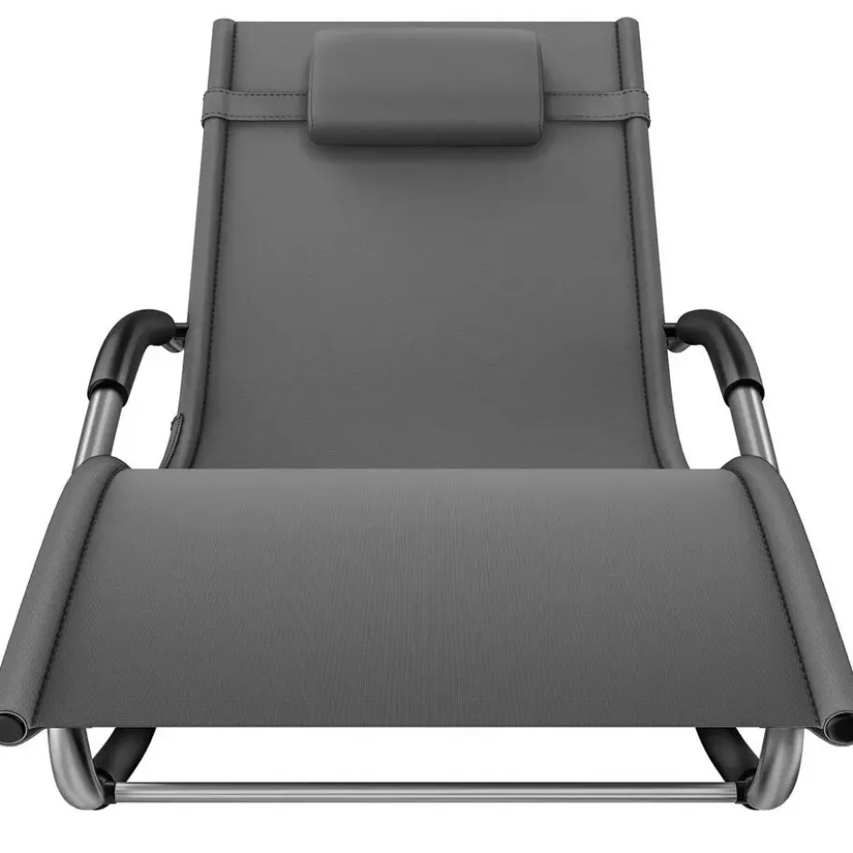 tectake Zonnebed Set van 2, Grijs, Weerbestendig, Met Kussens, Inclusief Zijvak
