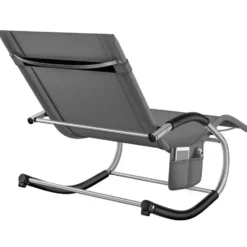 tectake Zonnebed Set van 2, Grijs, Weerbestendig, Met Kussens, Inclusief Zijvak