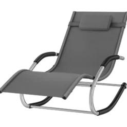 tectake Zonnebed Set van 2, Grijs, Weerbestendig, Met Kussens, Inclusief Zijvak