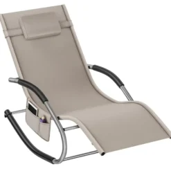 tectake Zonnebed Taya, ergonomisch, schommelfunctie, Beige