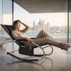tectake Zonnebed Taya, ergonomisch, schommelfunctie, Zwart