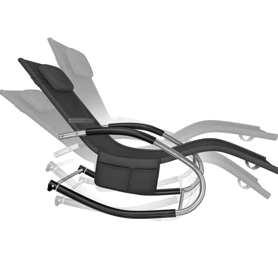 tectake Zonnebed Taya, ergonomisch, schommelfunctie, Zwart