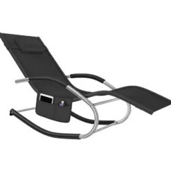 tectake Zonnebed Taya, ergonomisch, schommelfunctie, Zwart