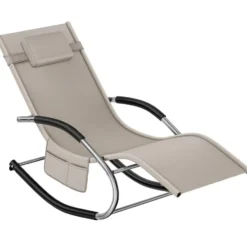 tectake Zonnebed Taya, ergonomisch, schommelfunctie, Beige