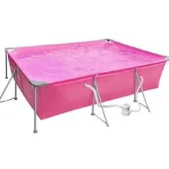 tectake Zwembad rechthoekig met filterpomp 300 x 207 x 70 cm, Roze