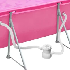 tectake Zwembad rechthoekig met filterpomp 300 x 207 x 70 cm, Roze